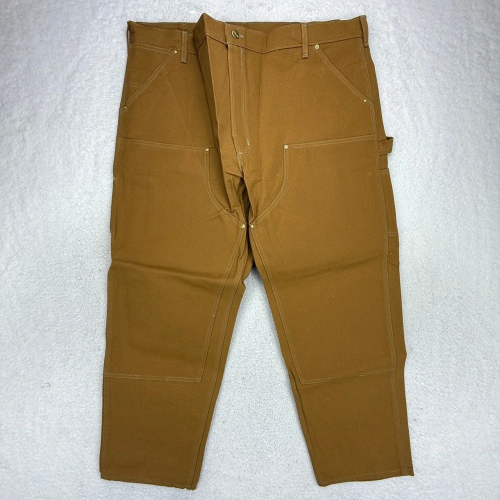 Carhartt 62W Double Front Work Dungaree Brown Duck Pants 46x32‎ USA NWT NOS